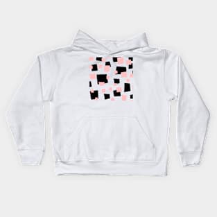 Geometric pattern black pink and white Kids Hoodie